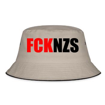 Fck nzs - Bucket Hat - Khaki/Schwarz - Vorne