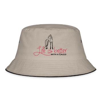Life is better Galgo - Bucket Hat - khaki/black - Front