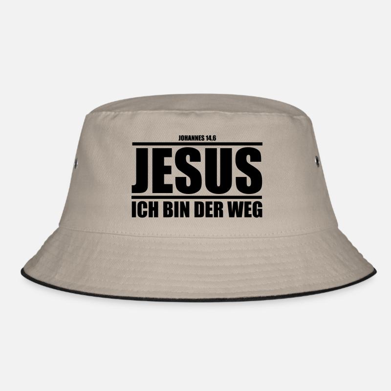 Jesus - Ich bin der Weg - Bucket Hat - Khaki/Schwarz