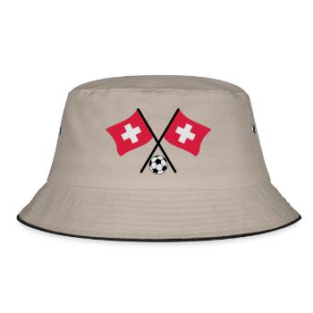 Schweizer Fussball Flagge - Bucket Hat - Khaki/Schwarz - Vorne