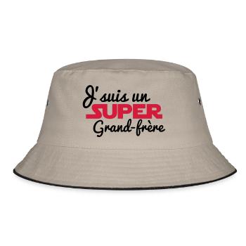 Ich bin ein super großer Bruder - Großer Bruder - Bucket Hat - Khaki/Schwarz - Vorne