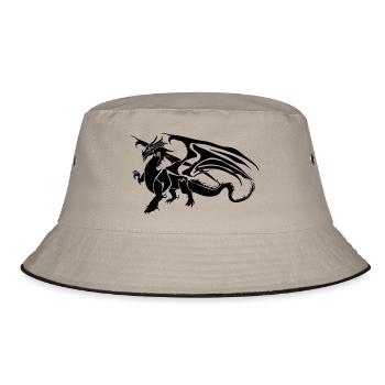Black Dragon - TribalDragon - Bucket Hat - khaki/black - Front