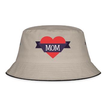 Mamma-Herz - Bucket Hat - Khaki/Schwarz - Vorne