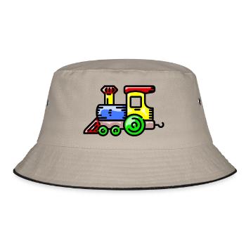 eisenbahn zug tram train railroad railway locomoti - Bucket Hat - Khaki/Schwarz - Vorne