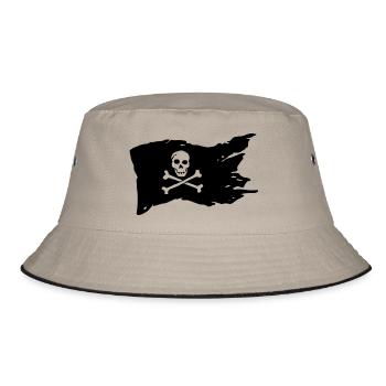 Piratenflagge Totenkopf Pirat - Bucket Hat - Khaki/Schwarz - Vorne