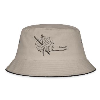 Knitting knitting needles wool gift idea gift - Bucket Hat - khaki/black - Front