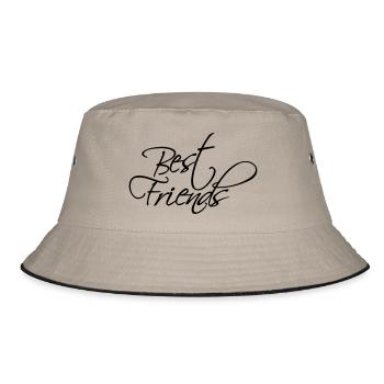 best friends text logo friends best love couple 2 - Bucket Hat - khaki/black - Front