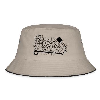 brainfuck_front - Bucket Hat - Khaki/Schwarz - Vorne