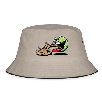 Barfing Guy Emoticon (PNG) - Bucket Hat - khaki/black - Front