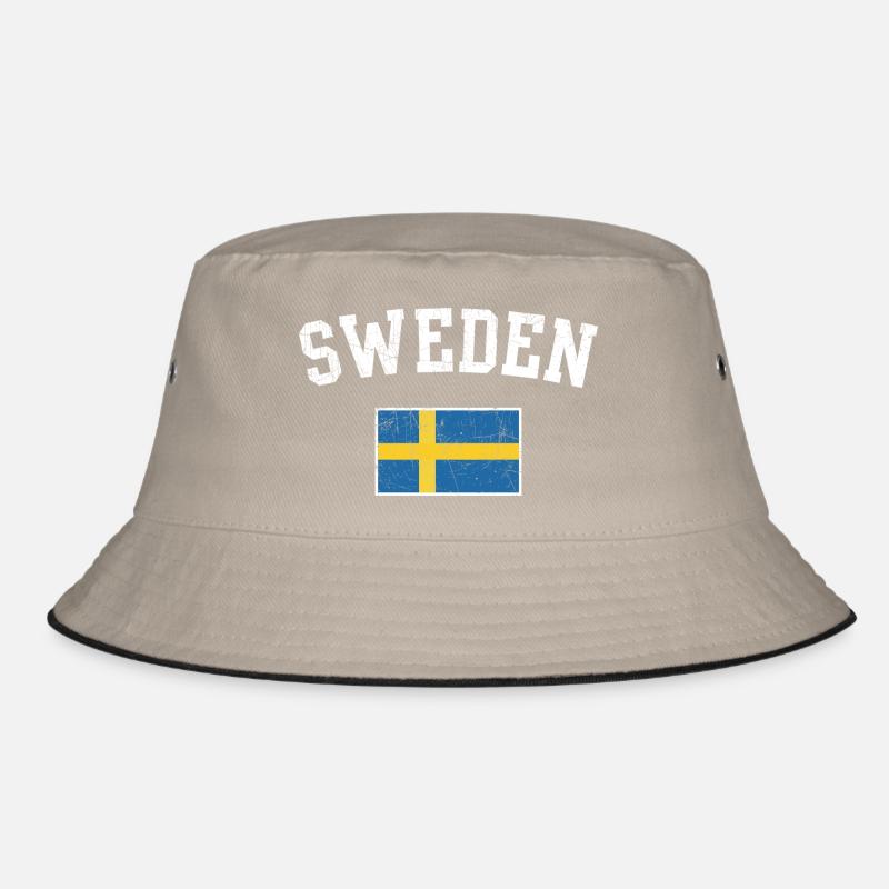 Sweden Flag Arc Tee - Bucket Hat - khaki/black