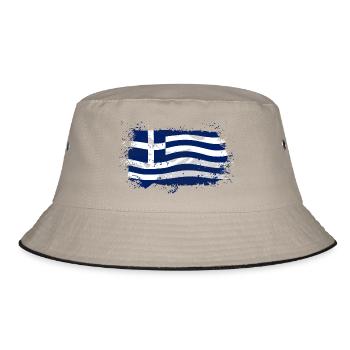 Greece Flag - Bucket Hat - Khaki/Schwarz - Vorne