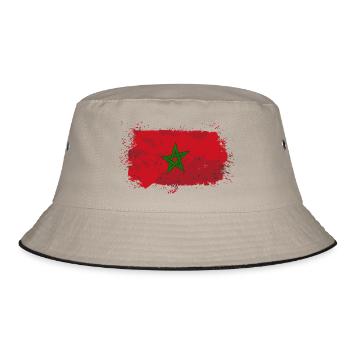 Morocco Flag - Bucket Hat - Khaki/Schwarz - Vorne