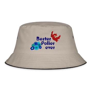 Bester Polier ever - Maurer Bau Baurabeiter - Bucket Hat - Khaki/Schwarz - Vorne