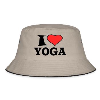 I love Yoga - I Love Yoga - Bucket Hat - Khaki/Schwarz - Vorne