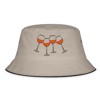 rotwein glaeser anstossen - Bucket Hat - Khaki/Schwarz - Vorne
