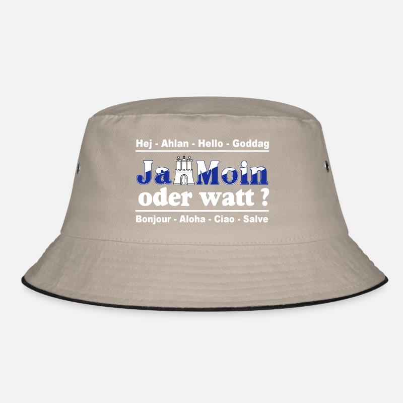 Hamburg , Tradition , Fan , Ja Moin oder watt (25) - Bucket Hat - Khaki/Schwarz