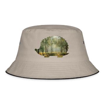 forest 9 hedgehogs with forest - Bucket Hat - khaki/black - Front