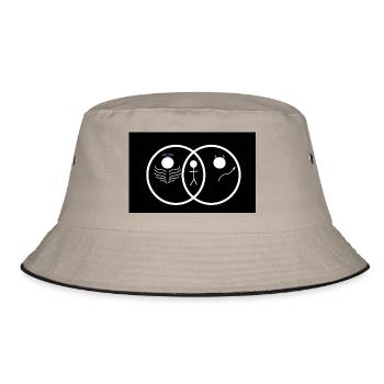 Engel oder Teufel? Niedliches Design Venn-Diagramm - Bucket Hat - Khaki/Schwarz - Vorne