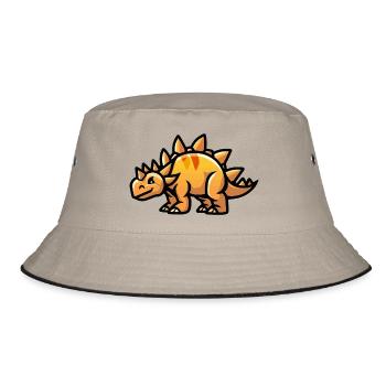 Dinosaurier stegosaurus Comic - Bucket Hat - Khaki/Schwarz - Vorne