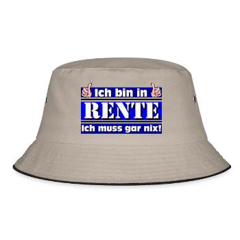Ich bin in Rente – Ich muss gar nix! - Bucket Hat - Khaki/Schwarz - Vorne