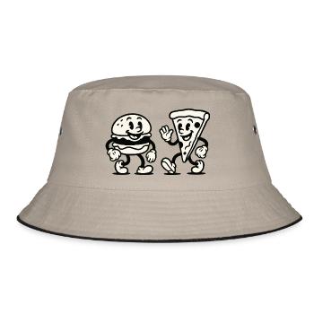 Burger Pizza Comic - Bucket Hat - khaki/black - Front