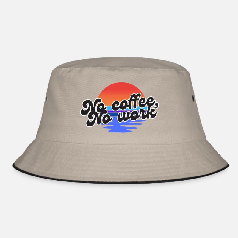 No coffee no work – Sunset rétro fun - Bob - kaki/noir