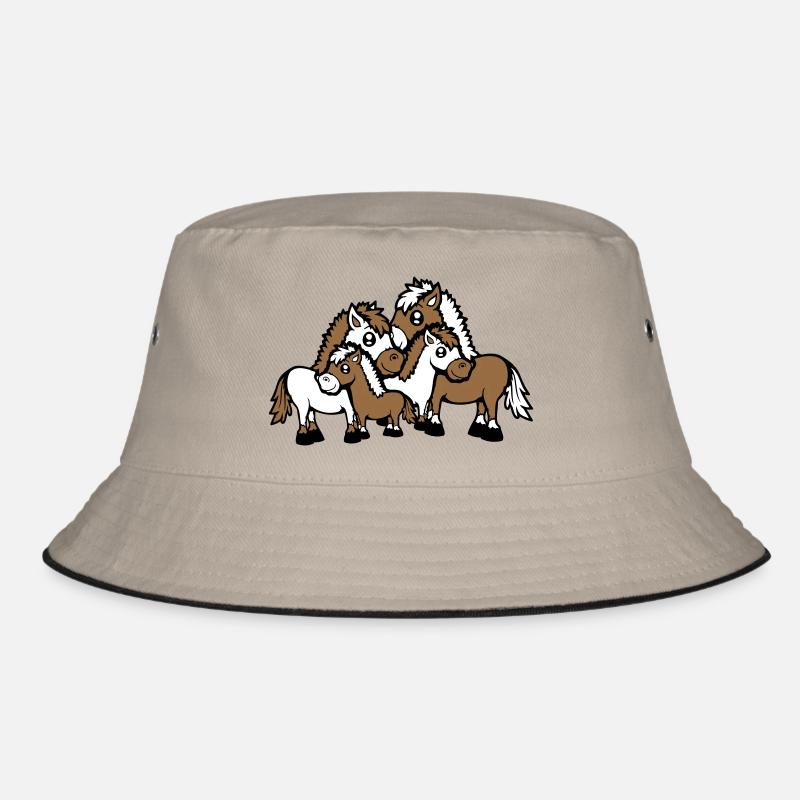 4 Pferde Familie Kinder Mama Papa Vater Mutter süß Bucket Hat
