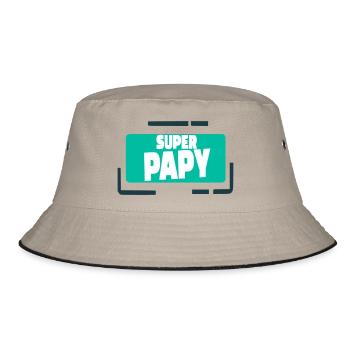 Super Opa bunte Illustration - Bucket Hat - Khaki/Schwarz - Vorne