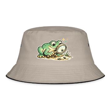 Frog detective in search of clues - Bucket Hat - khaki/black - Front
