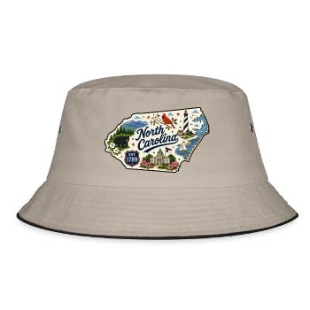 North Carolina Tar Heel State Vintage Sticker - Bucket Hat - khaki/black - Front