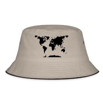 World map - Bucket Hat - khaki/black - Front