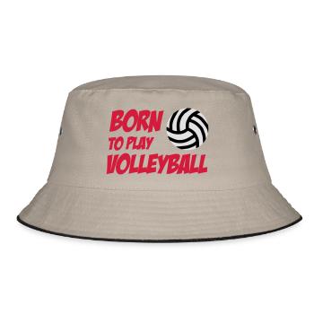 Born to play Volleyball - Bucket Hat - Khaki/Schwarz - Vorne