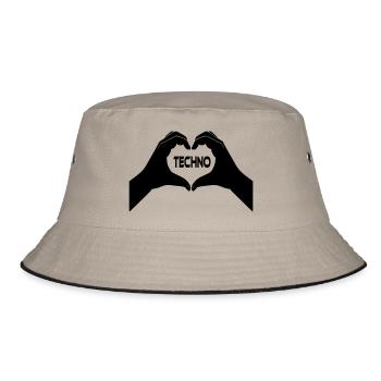 I Love Techno - Bucket Hat - Khaki/Schwarz - Vorne