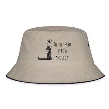 Cat Love - Bucket Hat - Khaki/Schwarz - Vorne