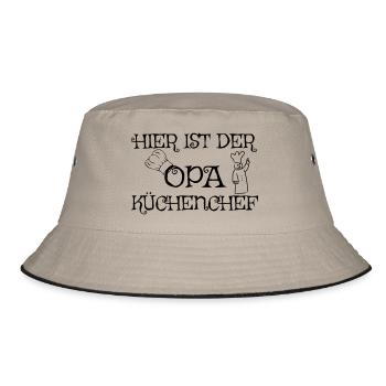 Hier ist der Opa Küchenchef - Bucket Hat - Khaki/Schwarz - Vorne