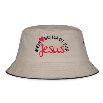 MY HEART BEATS FOR JESUS - Bucket Hat - khaki/black - Front
