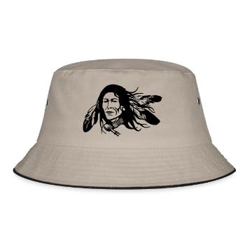 indian indian american tent tent teepee tomahawk - Bucket Hat - khaki/black - Front