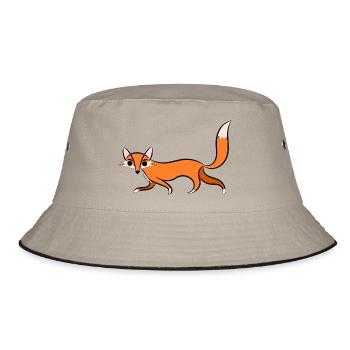 Fox illustration - Bucket Hat - khaki/black - Front