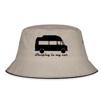 Sleeping in my car - Bucket Hat - Khaki/Schwarz - Vorne