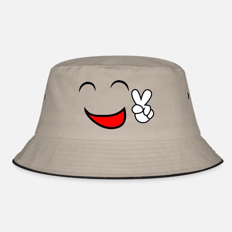 Smiley - Bucket Hat - Khaki/Schwarz