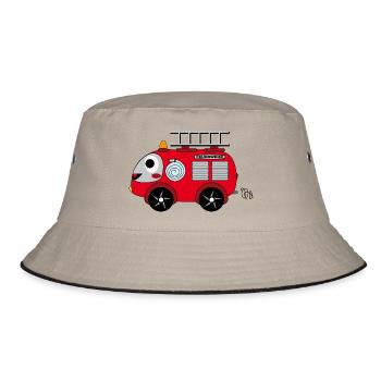 Feuerwehrauto - Bucket Hat - Khaki/Schwarz - Vorne