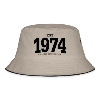 EST. 1974 Nineteen Seventy Four - Bucket Hat - khaki/black - Front