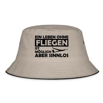 Segelflieger Segelfliegen Geschenk - Bucket Hat - Khaki/Schwarz - Vorne