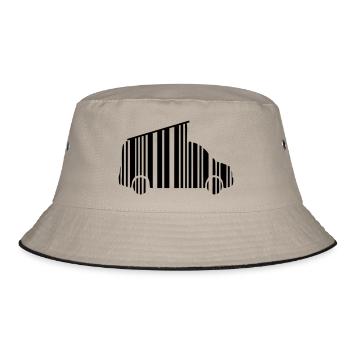 camper van dachzelt strichcode - Bucket Hat - Khaki/Schwarz - Vorne