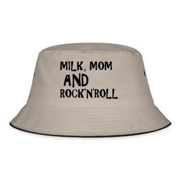 Milk, Mom and Rock 'N' Roll - Bucket Hat - Khaki/Schwarz - Vorne