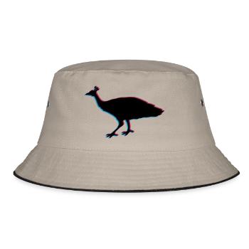 3d vogel silhouette umriss schatten pfau fasan fed - Bucket Hat - Khaki/Schwarz - Vorne