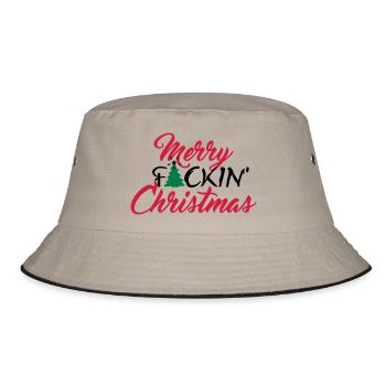 Merry fuckin' Christmas (3c) - Bucket Hat - Khaki/Schwarz - Vorne
