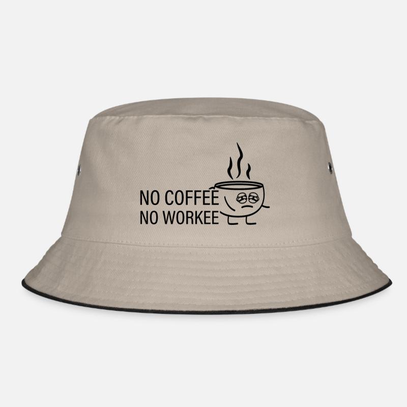 Comic Kaffee Tasse Kein Kaffee keine Arbeit - Bucket Hat - Khaki/Schwarz
