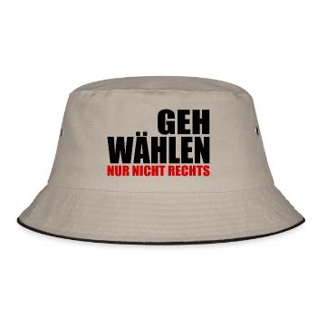 GEH WÄHLEN - Bucket Hat - Khaki/Schwarz - Vorne
