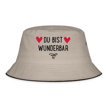 Du bist wunderbar - Bucket Hat - Khaki/Schwarz - Vorne
